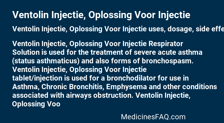 Ventolin Injectie, Oplossing Voor Injectie