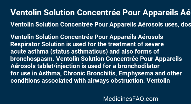 Ventolin Solution Concentrée Pour Appareils Aérosols