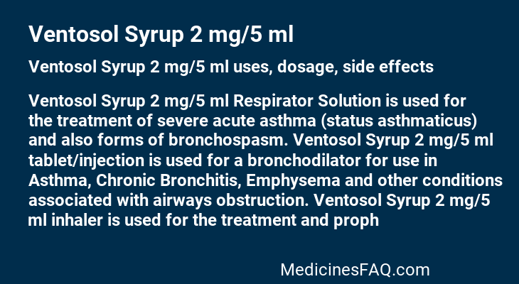 Ventosol Syrup 2 mg/5 ml