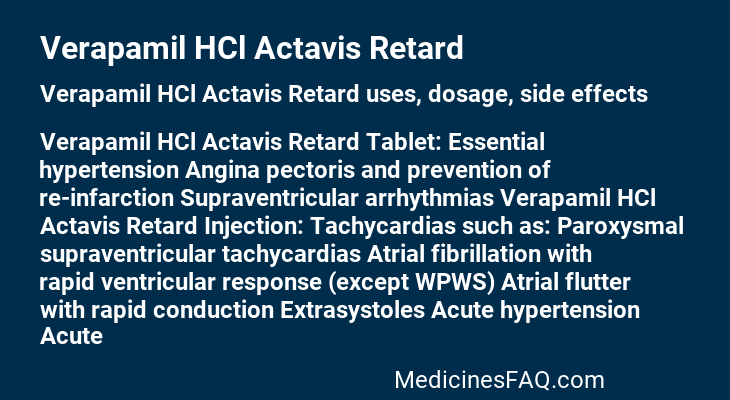 Verapamil HCl Actavis Retard