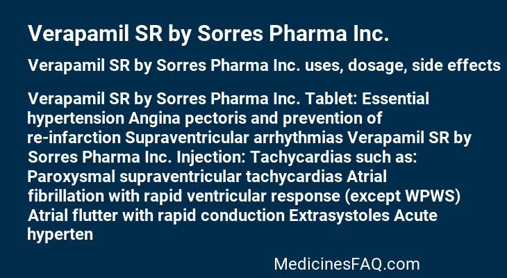 Verapamil SR by Sorres Pharma Inc.