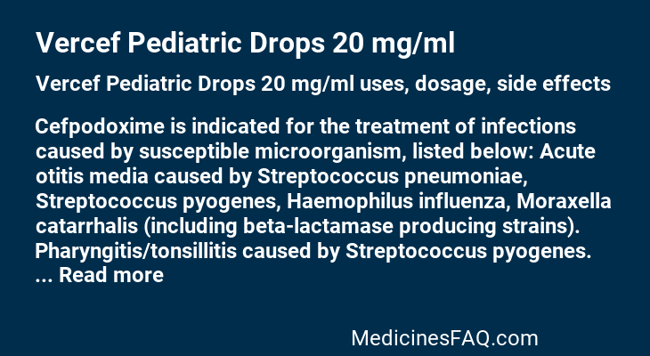 Vercef Pediatric Drops 20 mg/ml