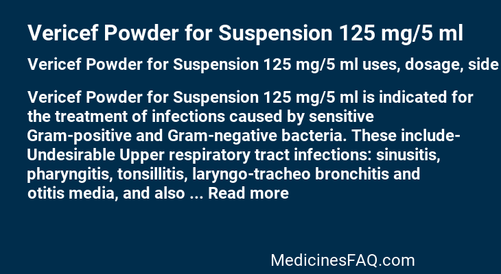 Vericef Powder for Suspension 125 mg/5 ml
