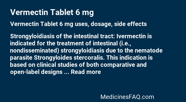 Vermectin Tablet 6 mg