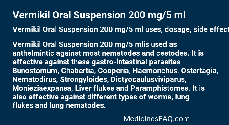 Vermikil Oral Suspension 200 mg/5 ml