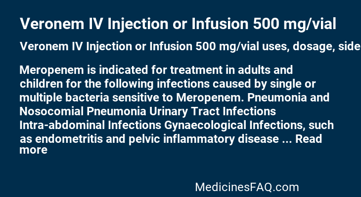 Veronem IV Injection or Infusion 500 mg/vial