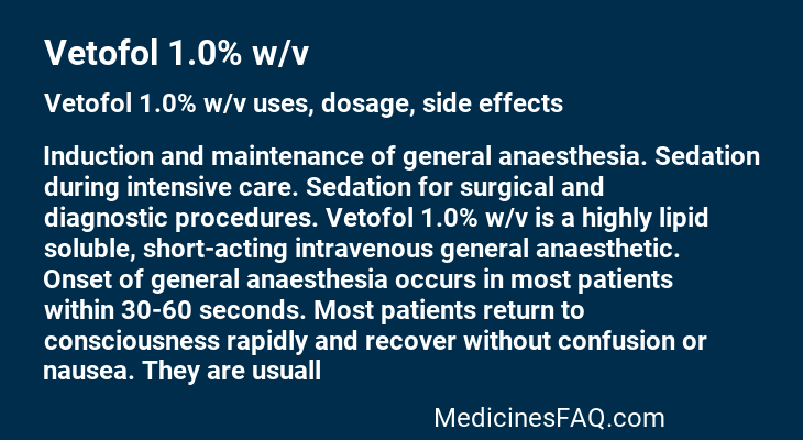 Vetofol 1.0% w/v