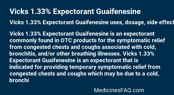 Vicks 1.33% Expectorant Guaifenesine