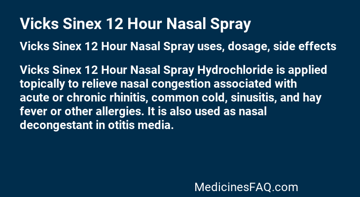 Vicks Sinex 12 Hour Nasal Spray