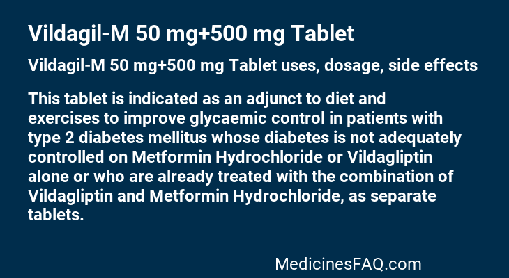 Vildagil-M 50 mg+500 mg Tablet