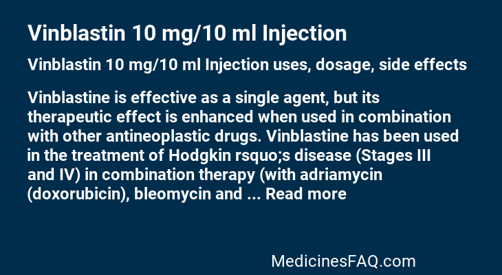 Vinblastin 10 mg/10 ml Injection