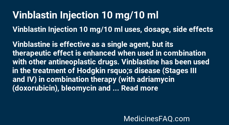 Vinblastin Injection 10 mg/10 ml