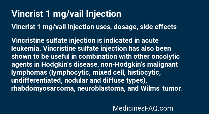 Vincrist 1 mg/vail Injection