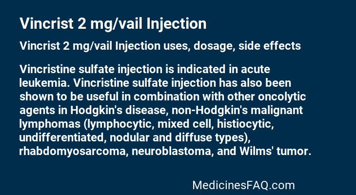 Vincrist 2 mg/vail Injection