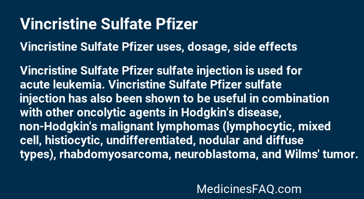 Vincristine Sulfate Pfizer