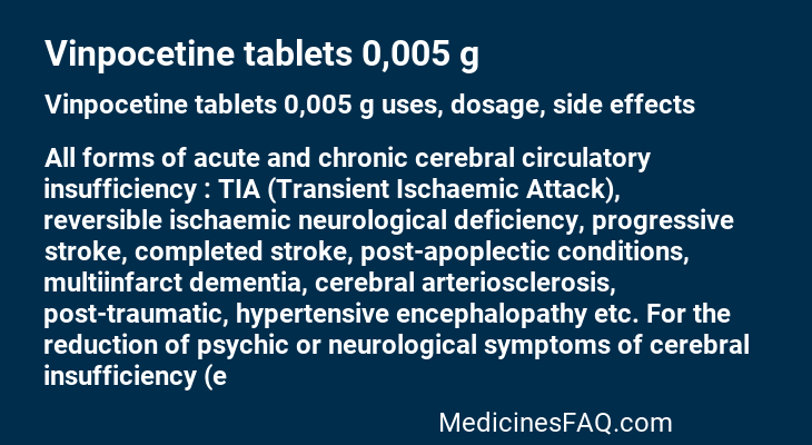 Vinpocetine tablets 0,005 g