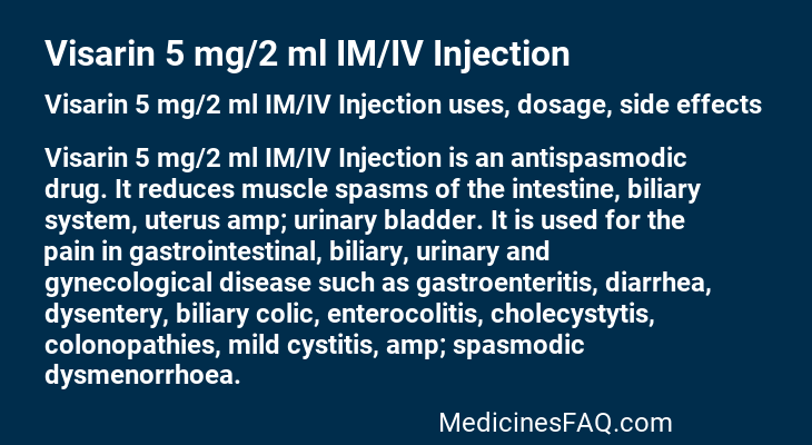 Visarin 5 mg/2 ml IM/IV Injection