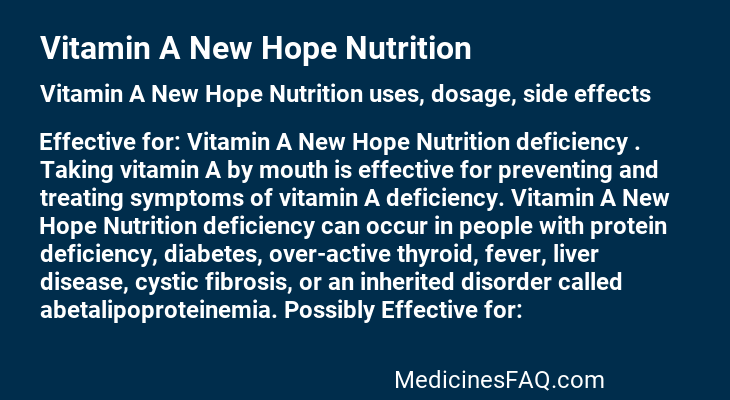 Vitamin A New Hope Nutrition