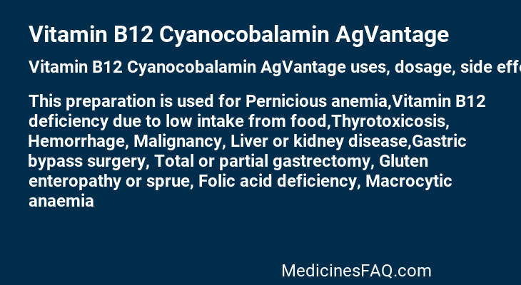 Vitamin B12 Cyanocobalamin AgVantage