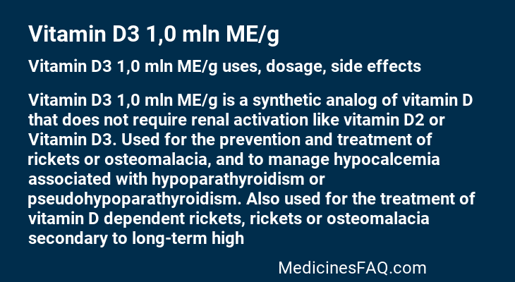 Vitamin D3 1,0 mln ME/g