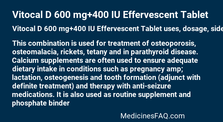 Vitocal D 600 mg+400 IU Effervescent Tablet