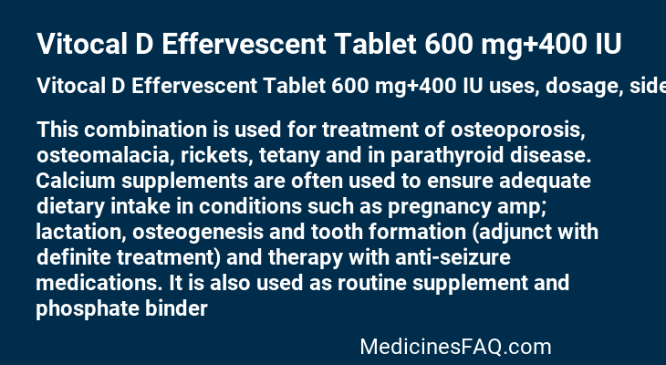 Vitocal D Effervescent Tablet 600 mg+400 IU