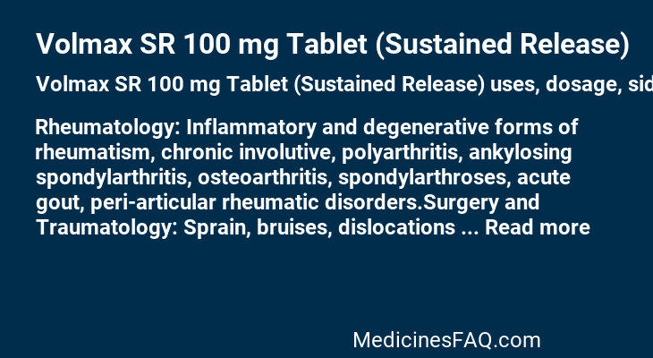 Volmax SR 100 mg Tablet (Sustained Release)