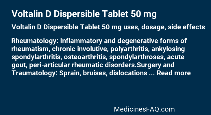 Voltalin D Dispersible Tablet 50 mg