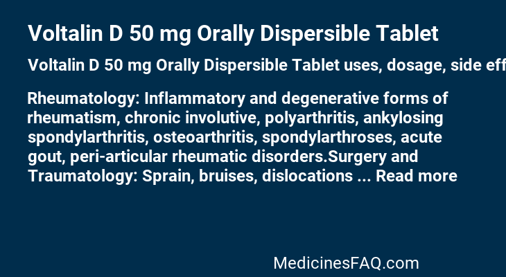 Voltalin D 50 mg Orally Dispersible Tablet