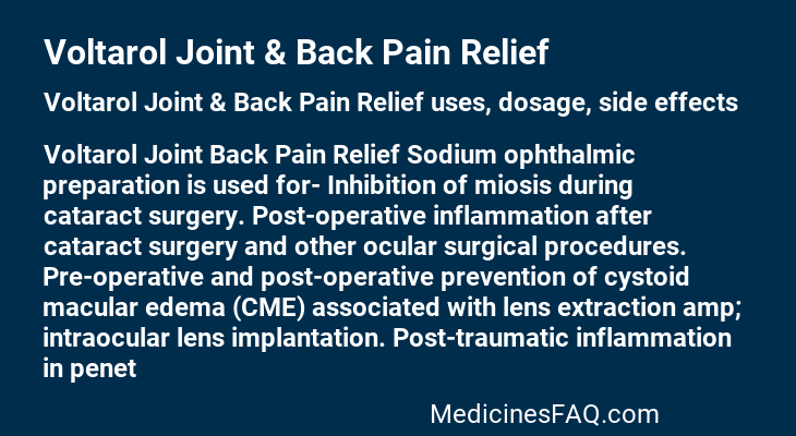 Voltarol Joint & Back Pain Relief