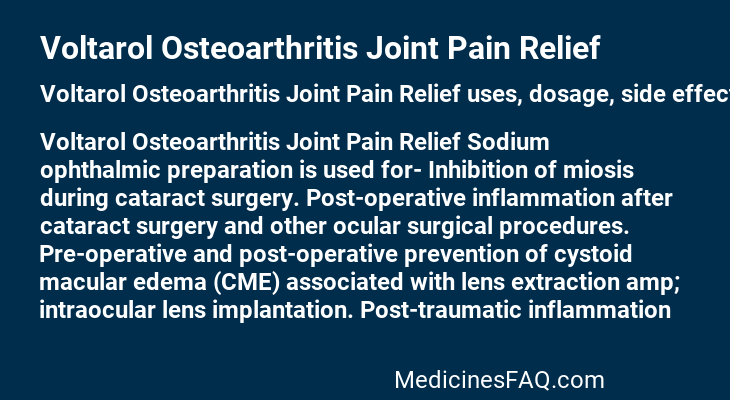 Voltarol Osteoarthritis Joint Pain Relief