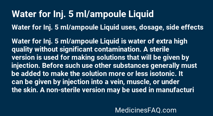 Water for Inj. 5 ml/ampoule Liquid