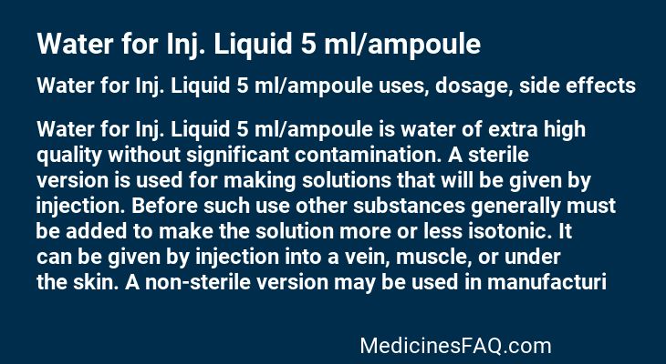 Water for Inj. Liquid 5 ml/ampoule