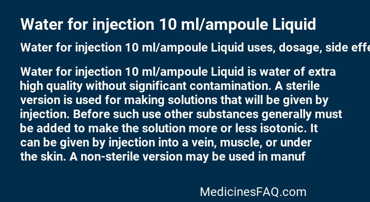 Water for injection 10 ml/ampoule Liquid