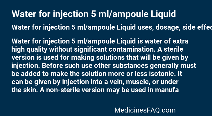 Water for injection 5 ml/ampoule Liquid