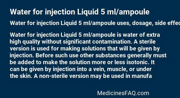 Water for injection Liquid 5 ml/ampoule