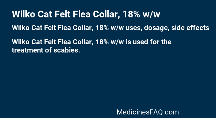 Wilko Cat Felt Flea Collar, 18% w/w