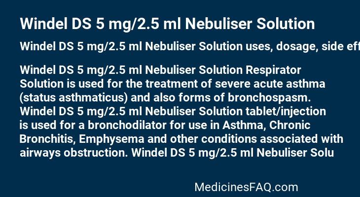 Windel DS 5 mg/2.5 ml Nebuliser Solution