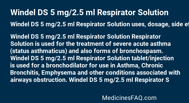 Windel DS 5 mg/2.5 ml Respirator Solution