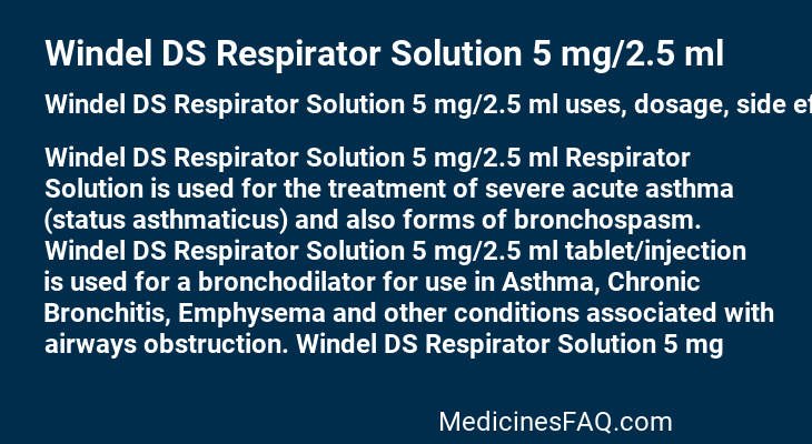 Windel DS Respirator Solution 5 mg/2.5 ml