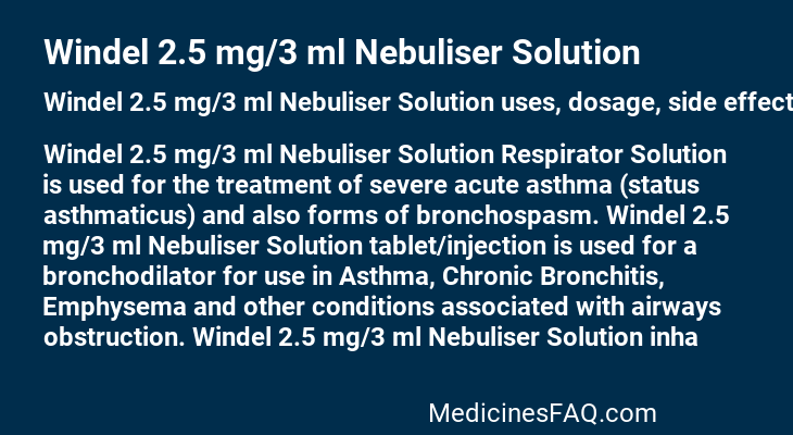 Windel 2.5 mg/3 ml Nebuliser Solution