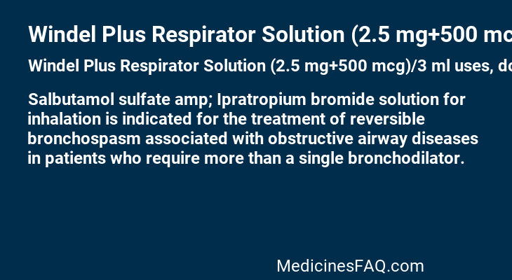 Windel Plus Respirator Solution (2.5 mg+500 mcg)/3 ml