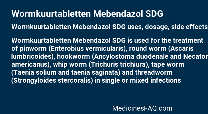 Wormkuurtabletten Mebendazol SDG