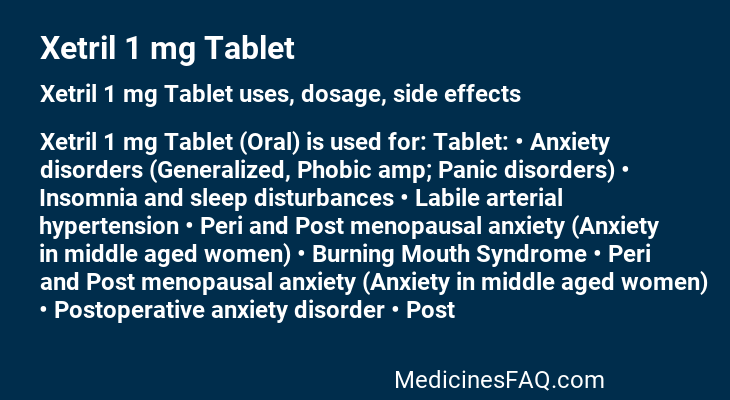 Xetril 1 mg Tablet