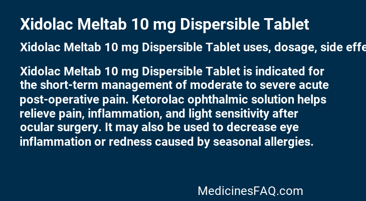 Xidolac Meltab 10 mg Dispersible Tablet