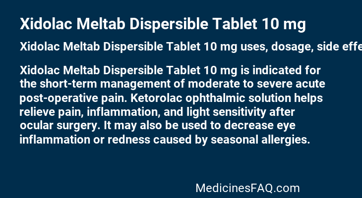 Xidolac Meltab Dispersible Tablet 10 mg