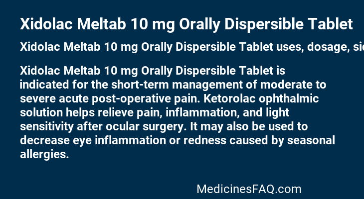 Xidolac Meltab 10 mg Orally Dispersible Tablet