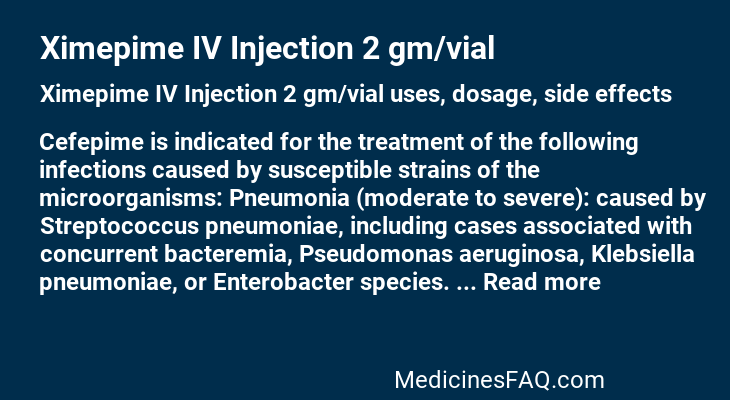 Ximepime IV Injection 2 gm/vial