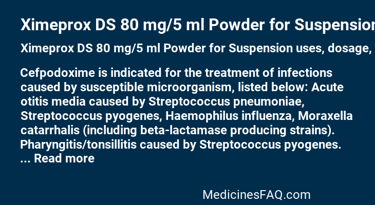 Ximeprox DS 80 mg/5 ml Powder for Suspension