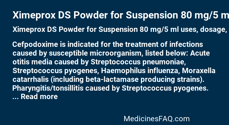 Ximeprox DS Powder for Suspension 80 mg/5 ml